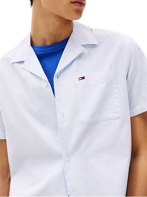 Camicia uomo azzurra misto lino Tommy Jeans | DM0DM20895C3Q